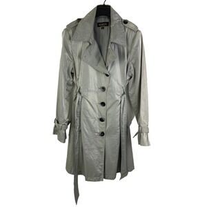 Novelti Silver Metallic 90s Vintage Trench Coat Size 12P Canadian